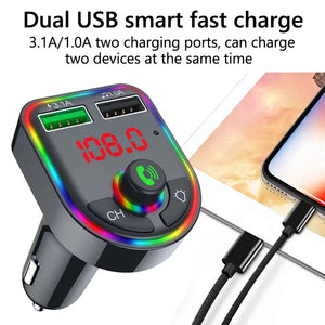 FM Transmitter Bluetooth Colourful Car Adaptor