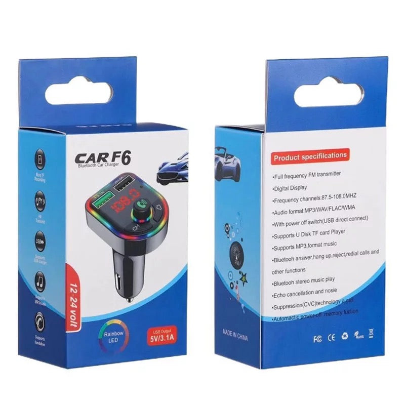 FM Transmitter Bluetooth Colourful Car Adaptor